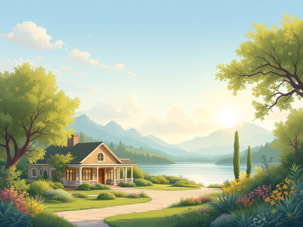 Scenic view of a serene lakeside house surrounded by lush greenery and mountains, symbolizing recovery and wellness at The Phoenix Recovery Center.