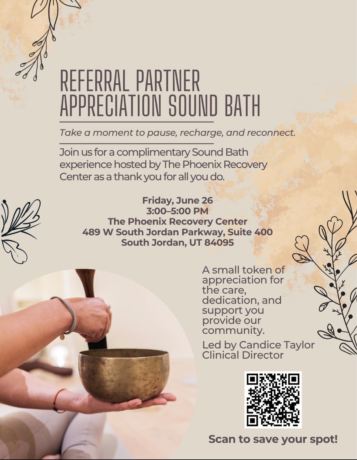 Complimentary Sound Bath experience hosted by The Phoenix Recovery Center
