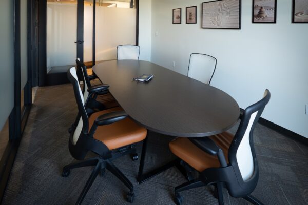 An intake conference room for initial consultation upon admittance to residential programming.