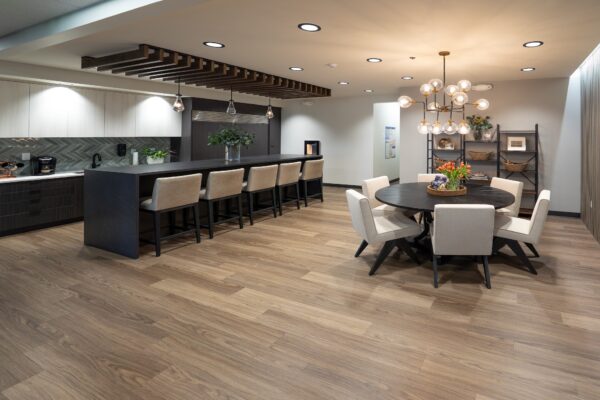 The co-ed kitchen with on-demand coffee and mugs